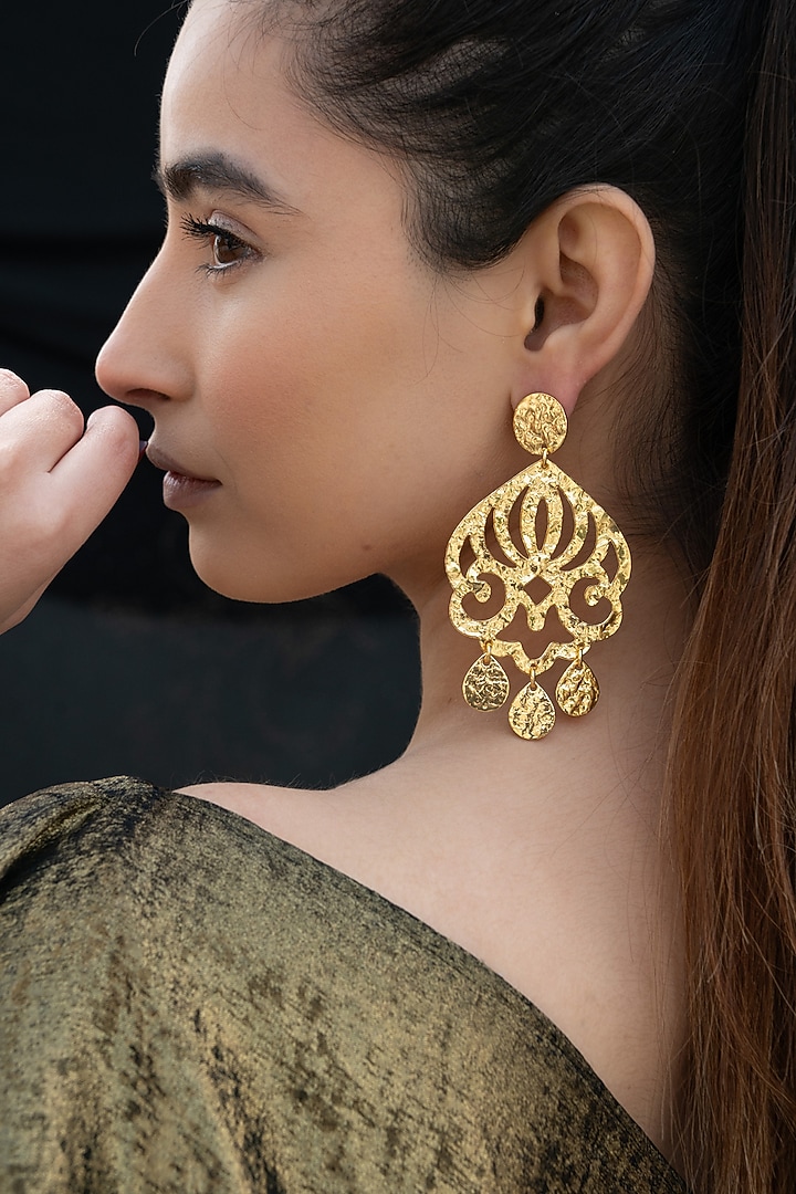 Gold Plated Dangler Earrings by Do Taara at Pernia's Pop Up Shop