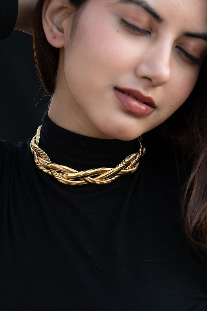 Gold Plated Choker Necklace by Do Taara at Pernia's Pop Up Shop