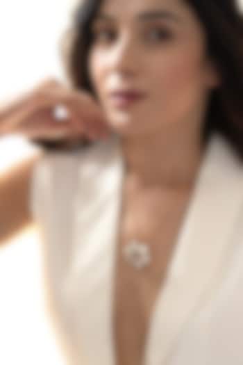 Gold Plated Kundan Polki Floral Pendant Necklace by Do Taara at Pernia's Pop Up Shop