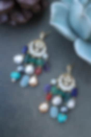 Gold Plated Natural Stone Dangler Earrings by Do Taara at Pernia's Pop Up Shop