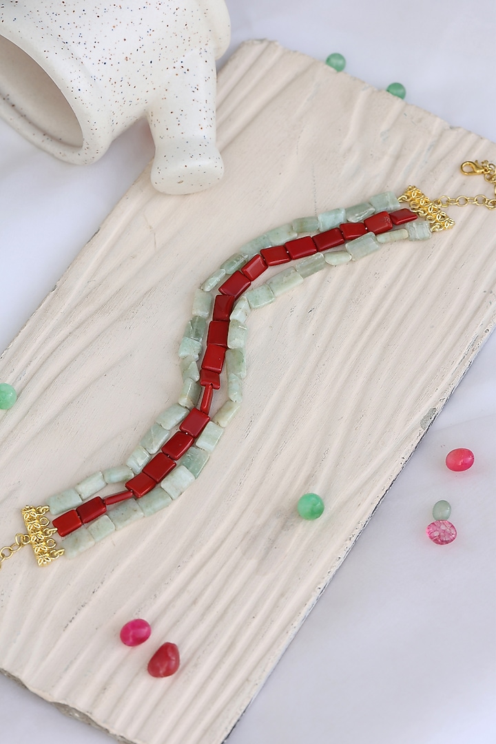 Gold Plated Natural Stone Choker Necklace by Do Taara at Pernia's Pop Up Shop