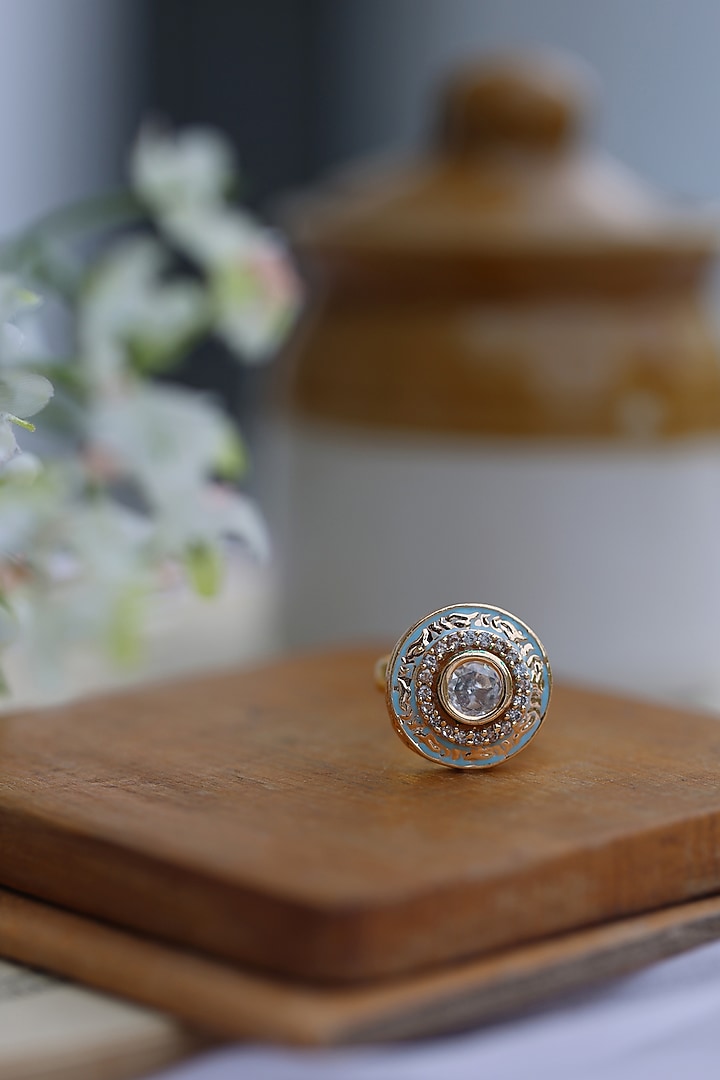 Gold Plated Meenakari Ring by Do Taara at Pernia's Pop Up Shop