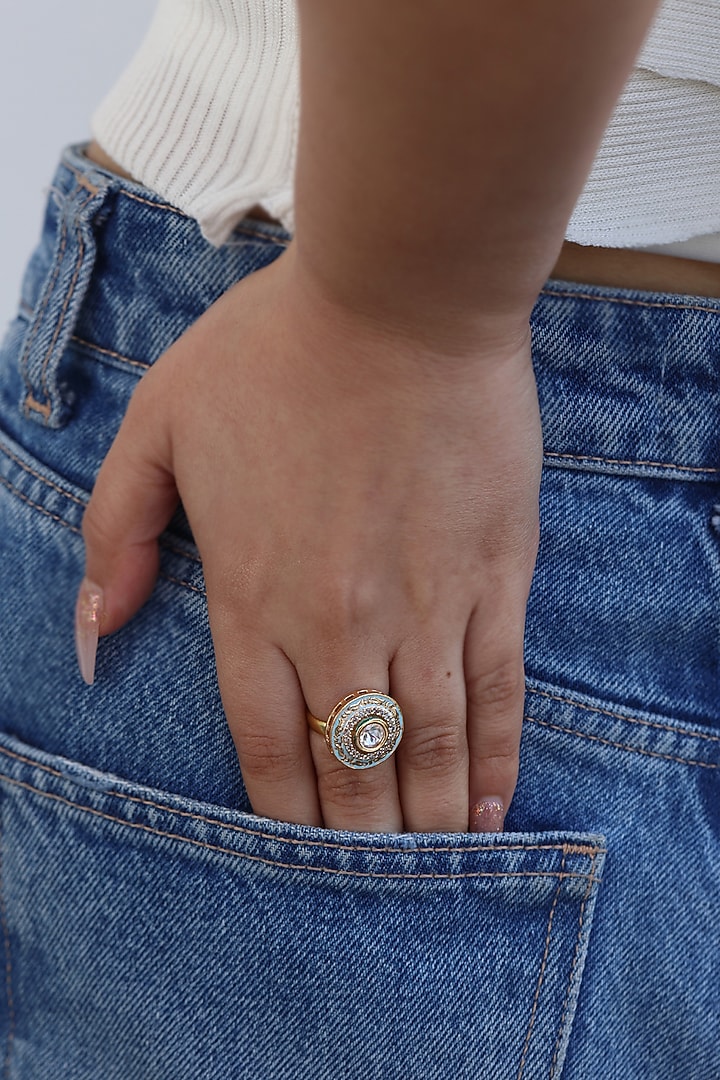 Gold Plated Meenakari Ring by Do Taara at Pernia's Pop Up Shop