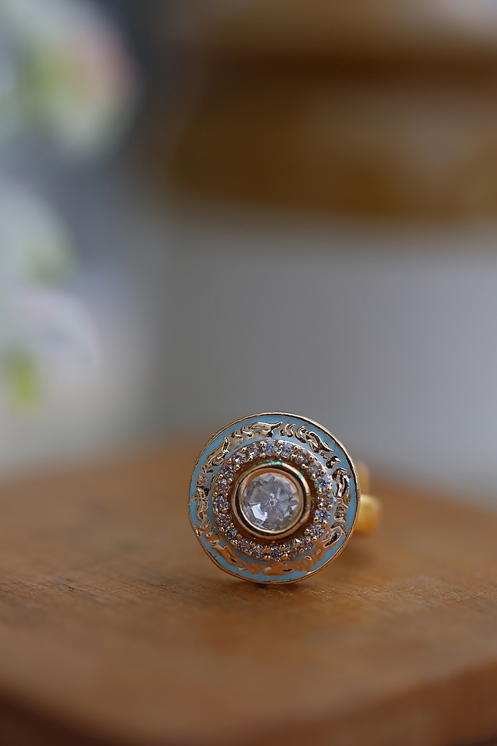 Gold Plated Meenakari Ring by Do Taara at Pernia's Pop Up Shop