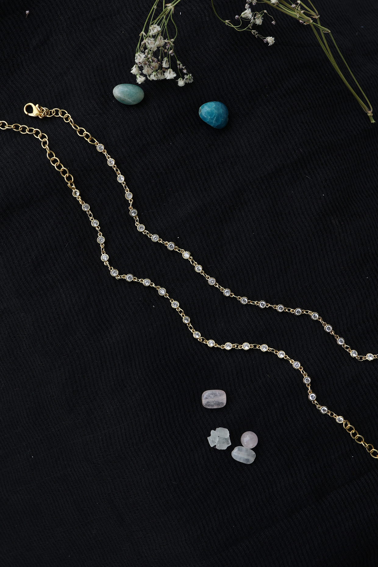 Gold Plated Crystal Anklets (Set of 2) by Do Taara at Pernia's Pop Up Shop