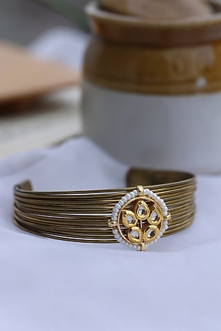 Gold Plated Kundan Motif Bracelet by Do Taara