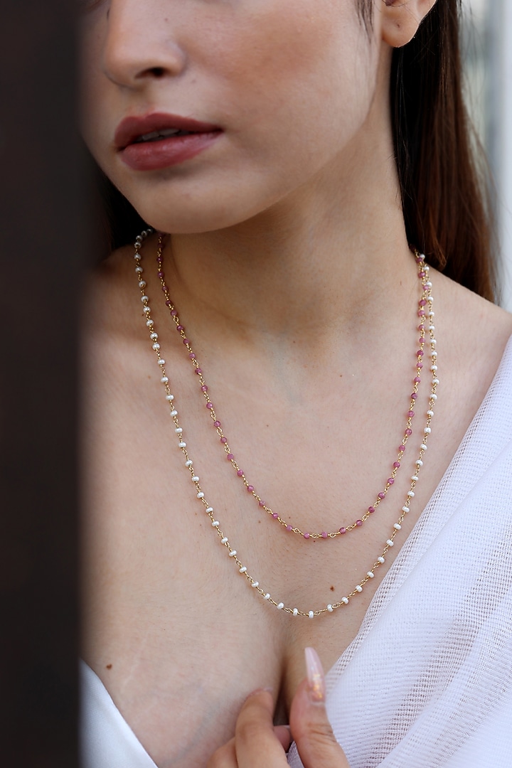 Gold Plated Natural Stone Necklace by Do Taara at Pernia's Pop Up Shop