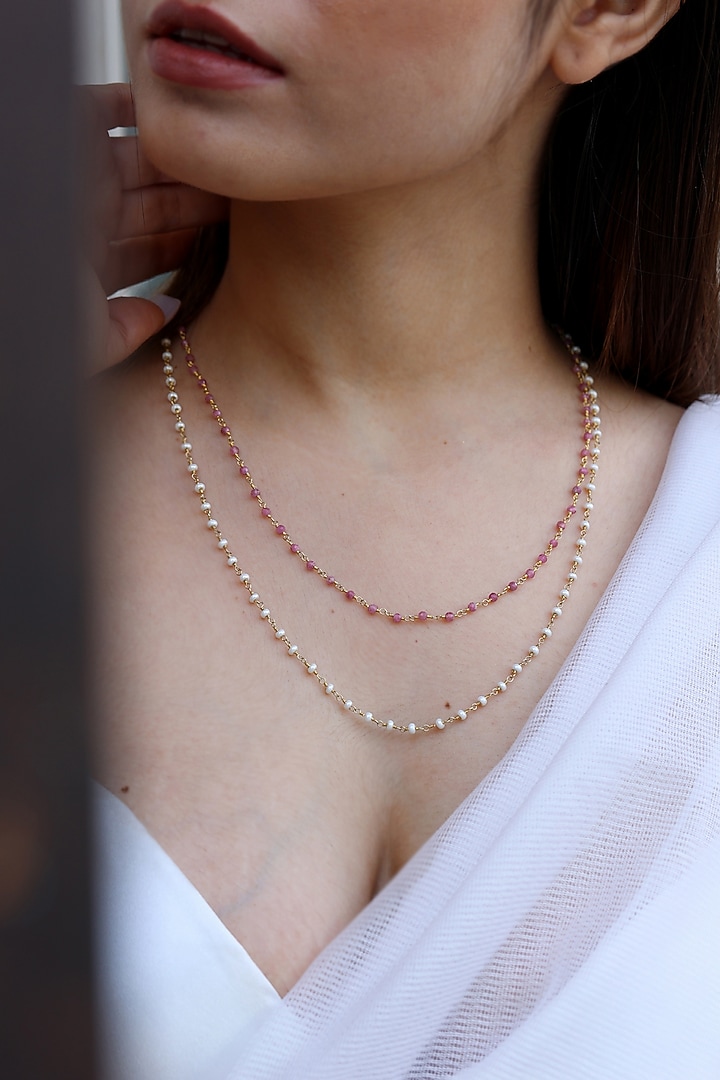 Gold Plated Natural Stone Necklace by Do Taara at Pernia's Pop Up Shop