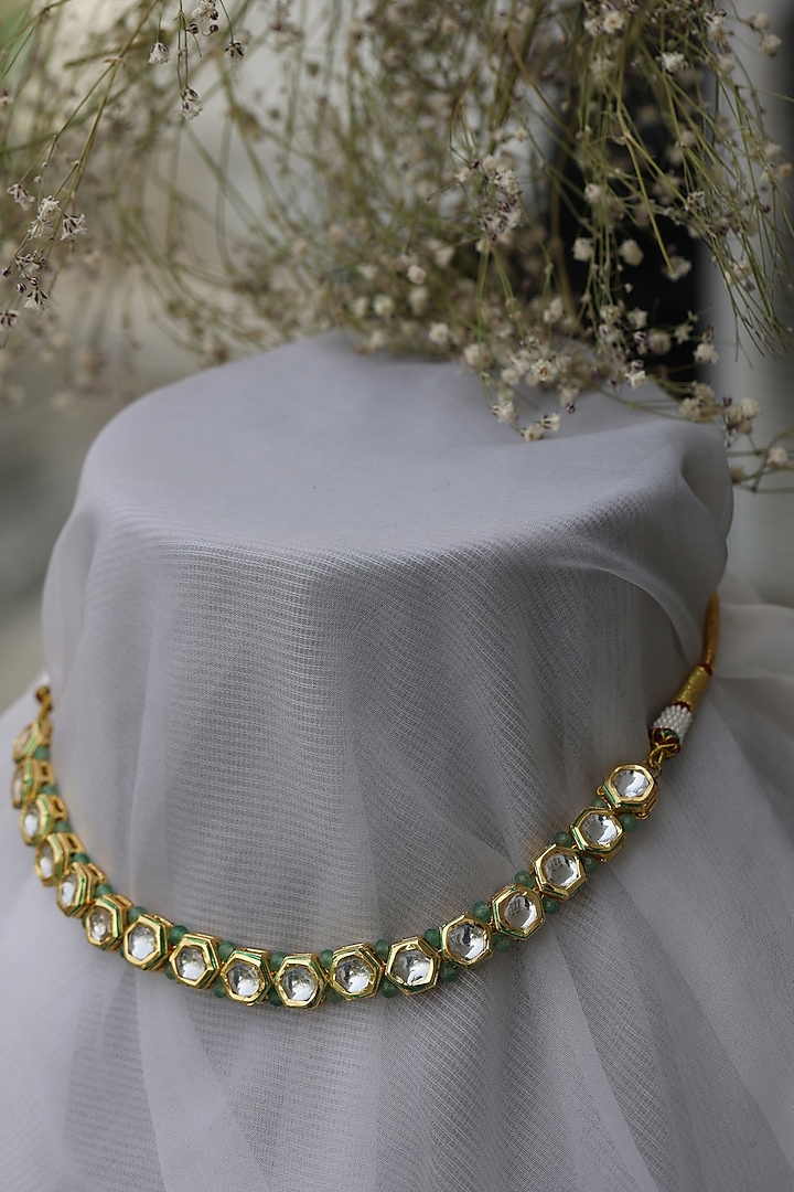Gold Plated Kundan Choker Necklace by Do Taara at Pernia's Pop Up Shop
