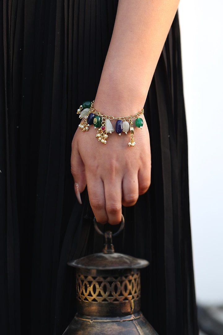Gold Plated Kundan & Pearl Bracelet by Do Taara at Pernia's Pop Up Shop