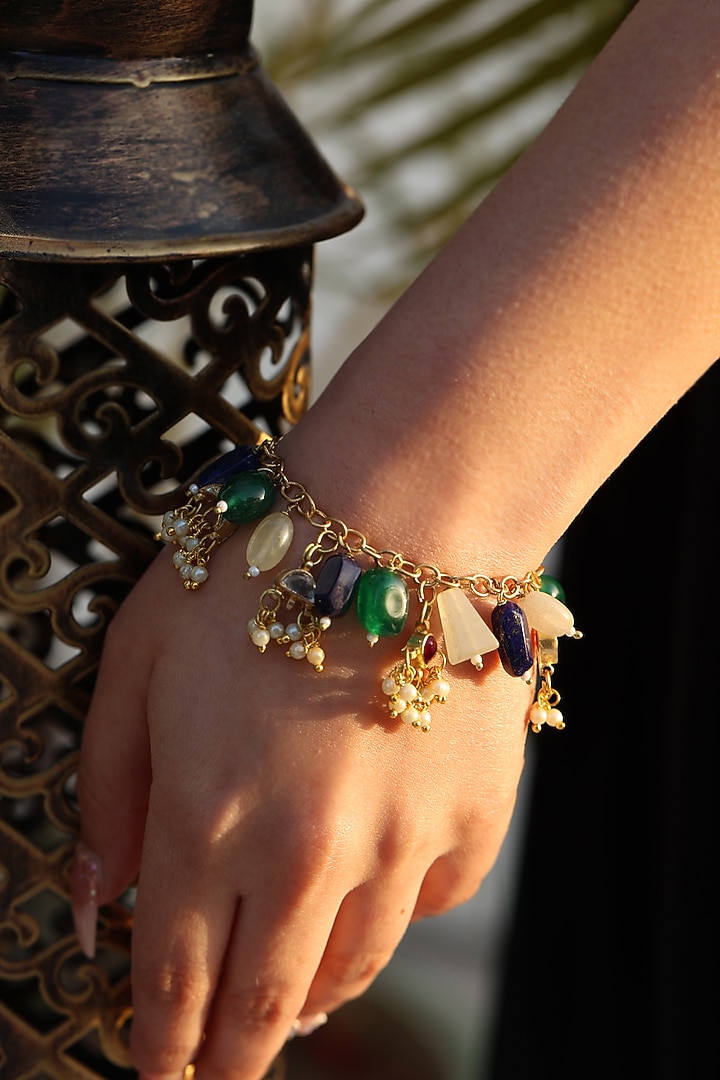 Gold Plated Kundan & Pearl Bracelet by Do Taara at Pernia's Pop Up Shop
