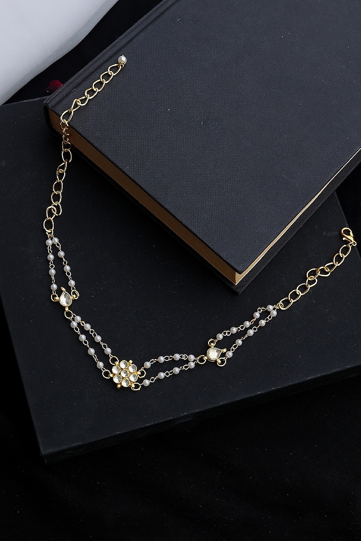 Gold Plated Kundan & Pearl Choker Necklace by Do Taara at Pernia's Pop Up Shop
