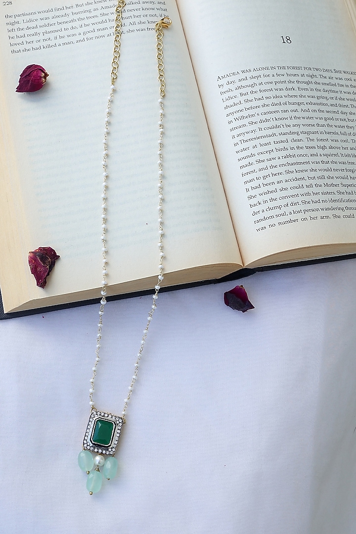 Gold Plated Green Stone Necklace by Do Taara at Pernia's Pop Up Shop