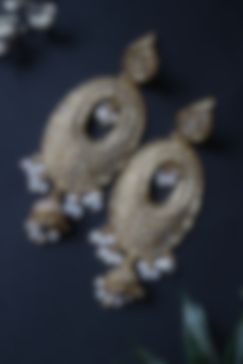 Gold Plated Pearl Dangler Earrings by Do Taara