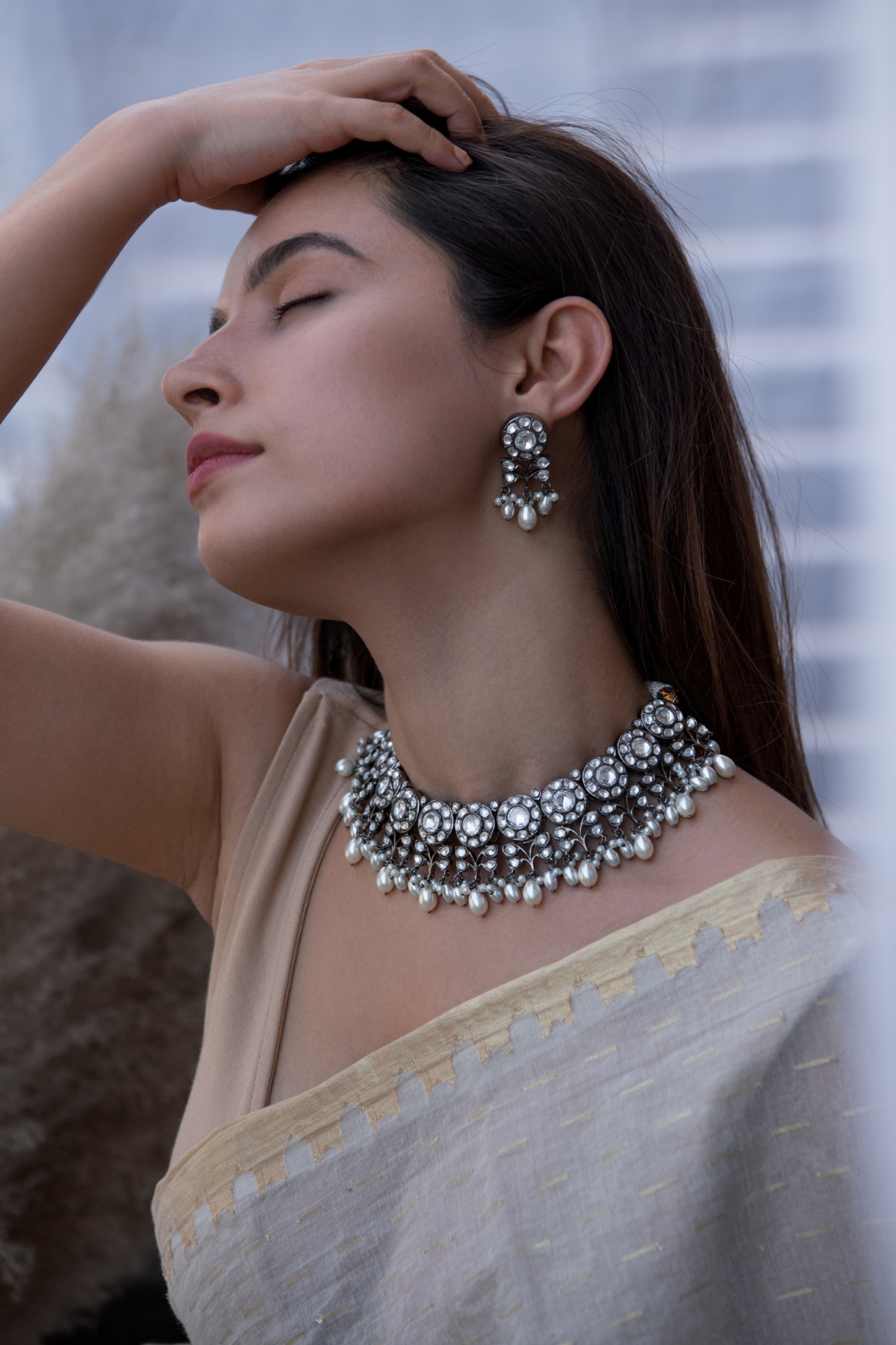 Kiara Long Necklace Set for Saree | FashionCrab.com | Necklace set, Long  necklace, Jewelry online shopping