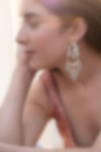 Gold Plated Kundan Polki & Pearl Chandbali Earrings by Do Taara at Pernia's Pop Up Shop