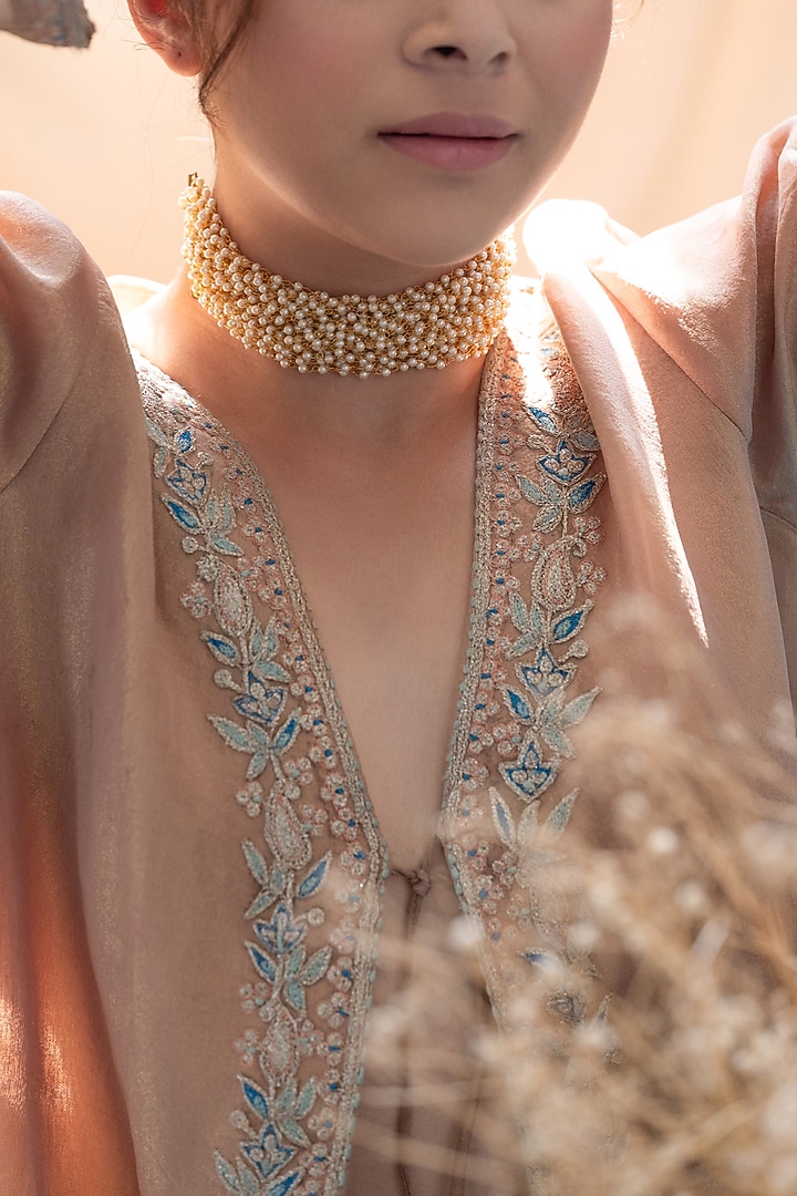 Gold Plated Pearl Choker Necklace by Do Taara at Pernia's Pop Up Shop