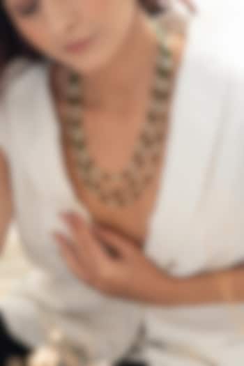Gold Plated Mint Natural Stone & Onyx Layered Necklace by Do Taara at Pernia's Pop Up Shop