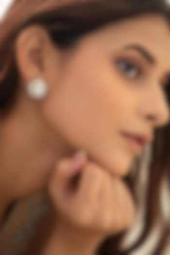 Gold Plated Cubic Zirconia & Kundan Polki Stud Earrings by Do Taara at Pernia's Pop Up Shop