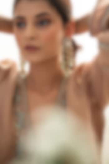Gold Plated Kundan Polki & Mint Green Natural Stone Dangler Earrings by Do Taara at Pernia's Pop Up Shop