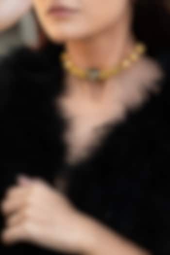 Gold Plated Green Natural Stone Choker Necklace by Do Taara at Pernia's Pop Up Shop