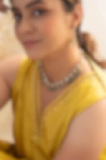 Gold Plated Kundan Polki & Mint Fluorite Stone Necklace Set by Do Taara at Pernia's Pop Up Shop