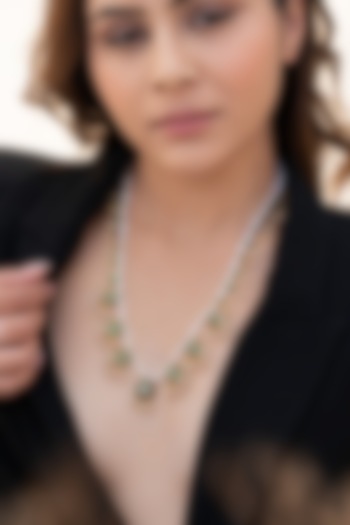 Gold Plated Kundan Polki & Pearl Green Enameled Necklace by Do Taara at Pernia's Pop Up Shop