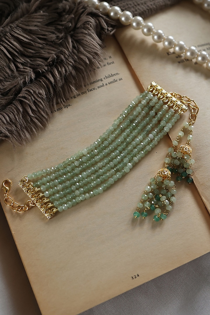 Gold Plated Mint Onyx Adjustable Bracelet by Do Taara at Pernia's Pop Up Shop
