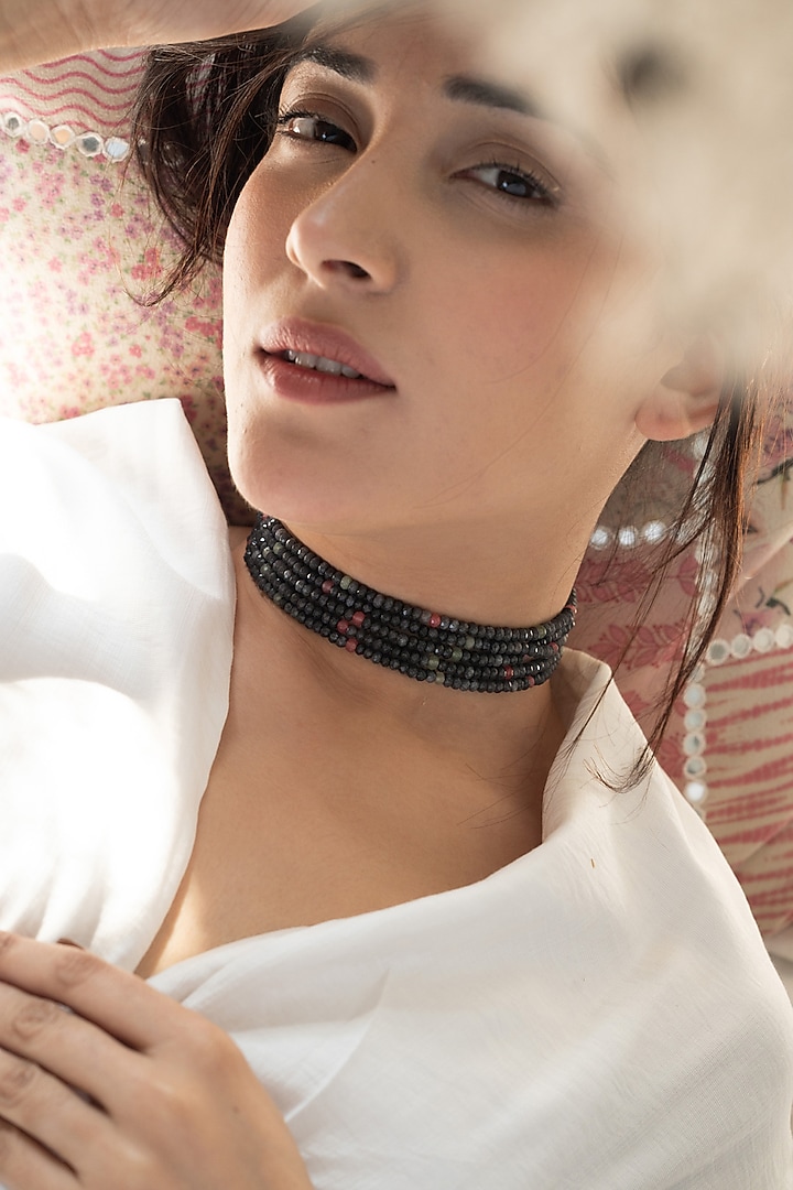Gold Plated Grey Onyx Choker Necklace by Do Taara at Pernia's Pop Up Shop