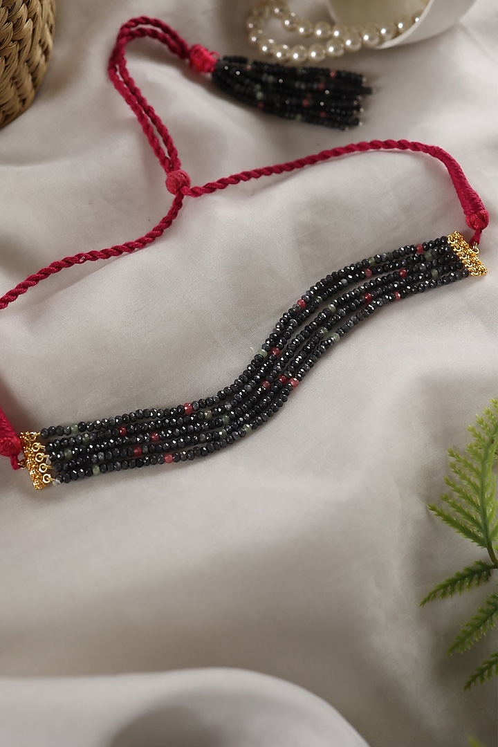 Gold Plated Grey Onyx Choker Necklace by Do Taara at Pernia's Pop Up Shop