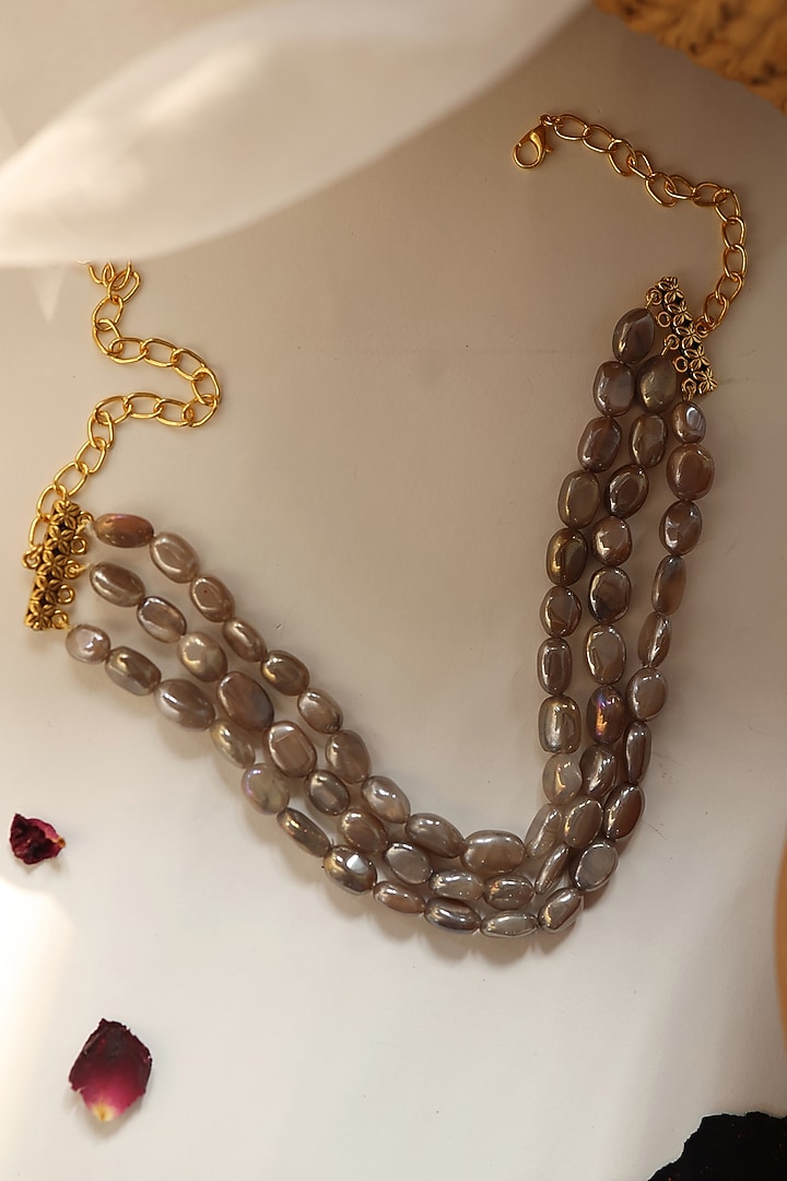 Gold Plated Grey Moon Stone Choker Necklace by Do Taara at Pernia's Pop Up Shop