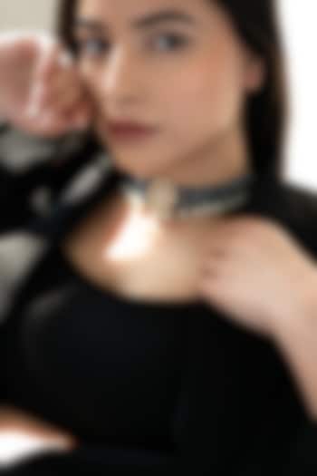 Gold Plated Floral Kundan Polki & Blue Onyx Choker Necklace by Do Taara at Pernia's Pop Up Shop