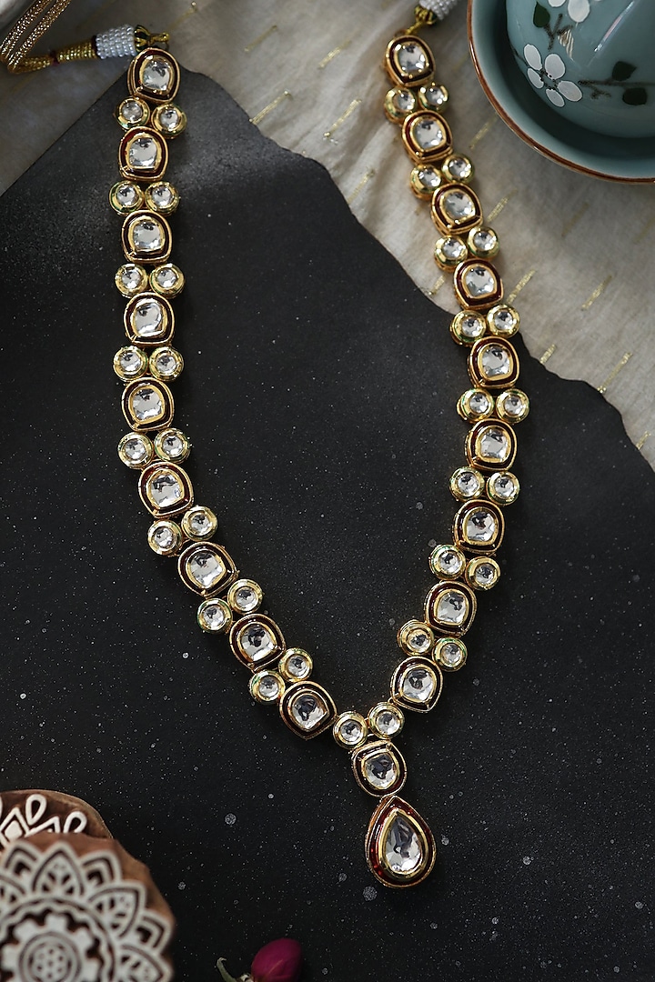 Gold Plated Kundan Polki Necklace by Do Taara at Pernia's Pop Up Shop