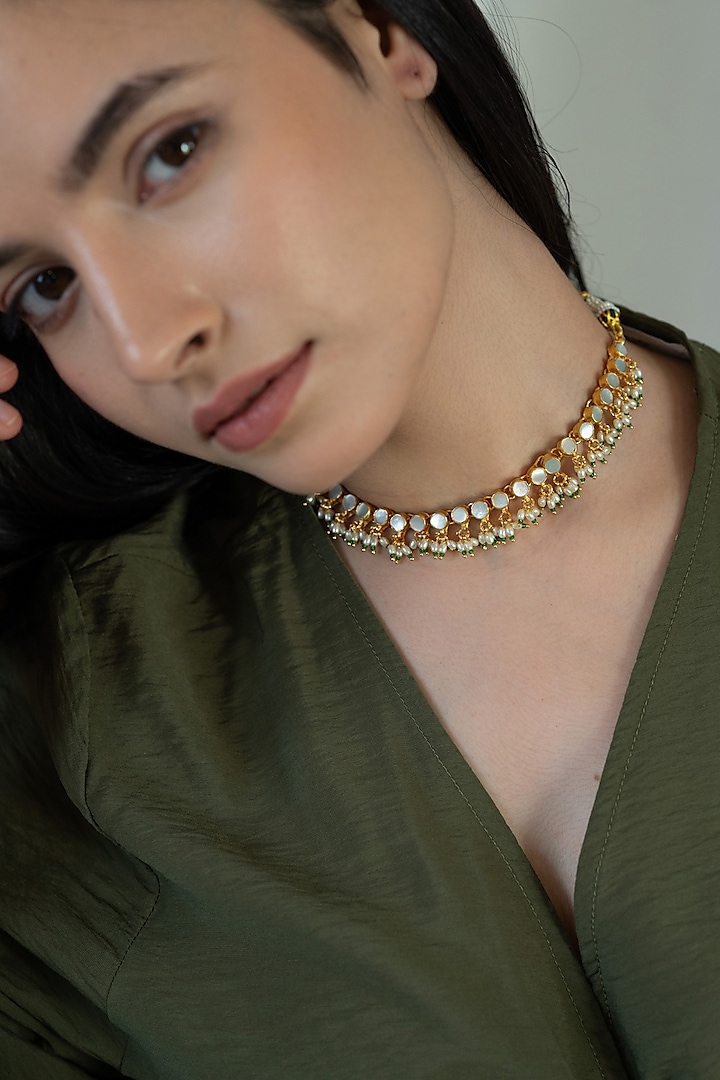 Gold Plated Mother Of Pearl Necklace by Do Taara at Pernia's Pop Up Shop