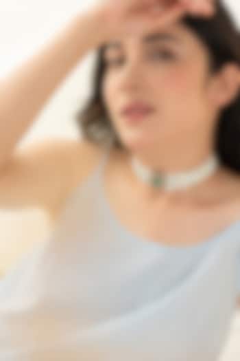 Gold Plated Kundan Polki & Pearl Choker Necklace by Do Taara at Pernia's Pop Up Shop