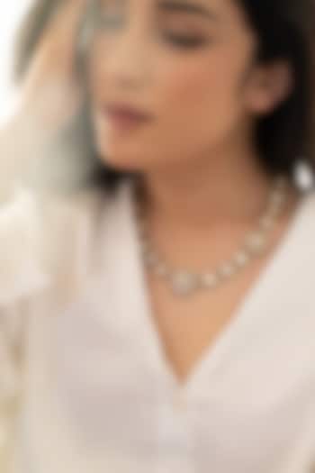 Gold Plated Kundan Polki & Cubic Zirconia Necklace by Do Taara at Pernia's Pop Up Shop