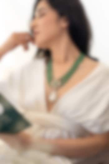 Gold Plated Kundan Polki & Mint Stone Necklace by Do Taara at Pernia's Pop Up Shop