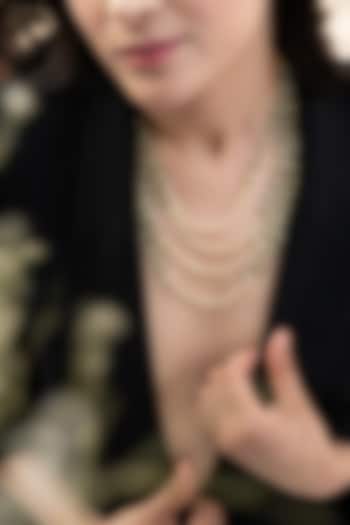 Gold Plated Shell Pearl & Mint Green Onyx Stone Layered Necklace by Do Taara at Pernia's Pop Up Shop