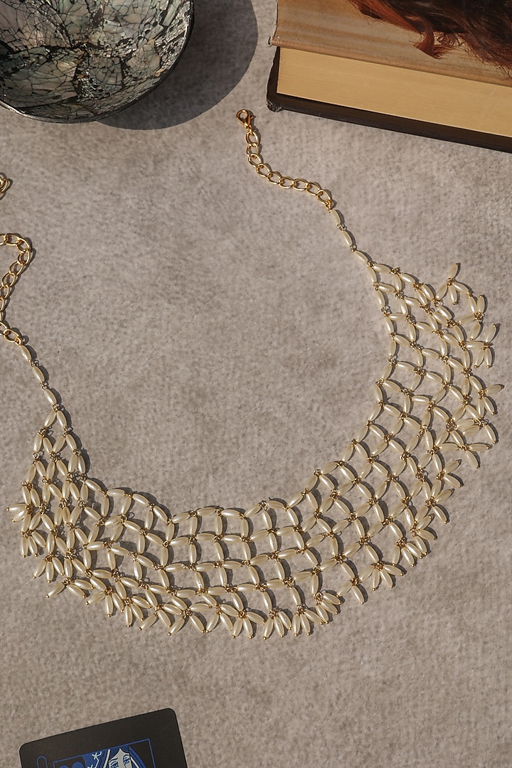 Gold Plated Rice Pearl Necklace by Do Taara at Pernia's Pop Up Shop