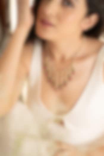 Gold Plated Water Pearls & Pink Tourmaline Stone Necklace by Do Taara at Pernia's Pop Up Shop