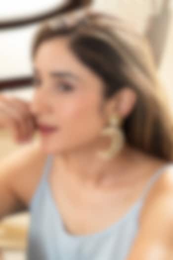 Gold Plated Kundan Polki & Pearl Dangler Earrings by Do Taara at Pernia's Pop Up Shop