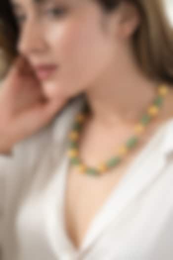 Gold Plated Mint Onyx & Embossed Ball Necklace by Do Taara at Pernia's Pop Up Shop