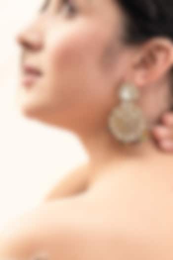 Gold Plated Kundan Polki & Multi-Colored Stone Dangler Earrings by Do Taara at Pernia's Pop Up Shop