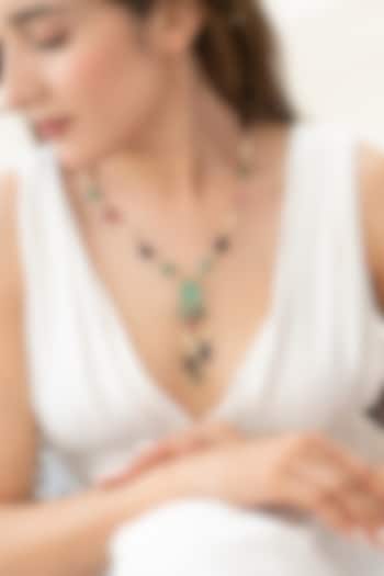 Gold Plated Stone & Pearl Necklace by Do Taara at Pernia's Pop Up Shop