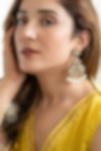 Gold Plated Kundan Polki & Pearl Dangler Earrings by Do Taara at Pernia's Pop Up Shop