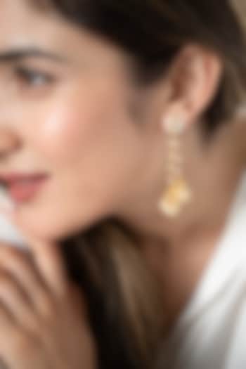 Gold Plated Kundan Polki & Pearl Dangler Earrings by Do Taara at Pernia's Pop Up Shop