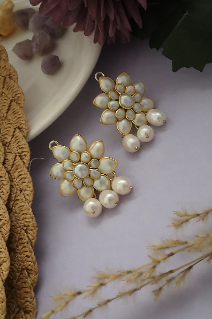 Gold Plated Baroque Pearl Earrings by Do Taara at Pernia's Pop Up Shop