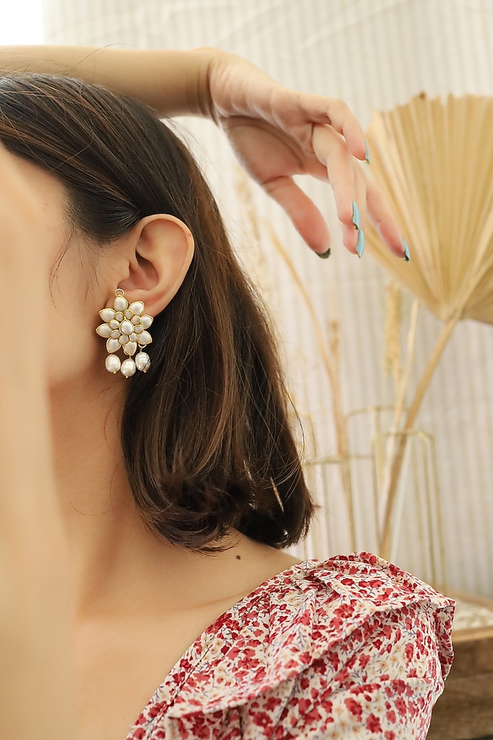 Gold Plated Baroque Pearl Earrings by Do Taara at Pernia's Pop Up Shop