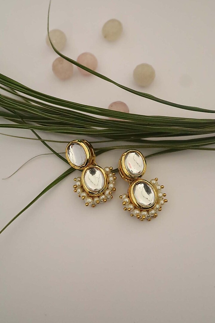 Gold Plated Kundan Polki Earrings by Do Taara at Pernia's Pop Up Shop