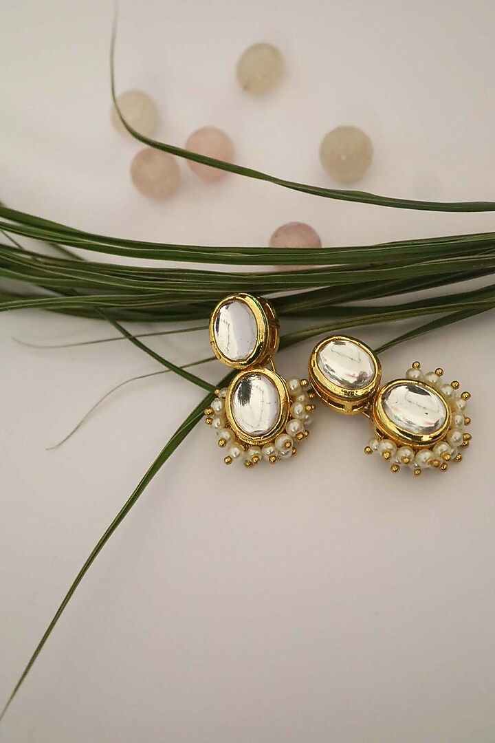 Gold Plated Kundan Polki Earrings by Do Taara at Pernia's Pop Up Shop